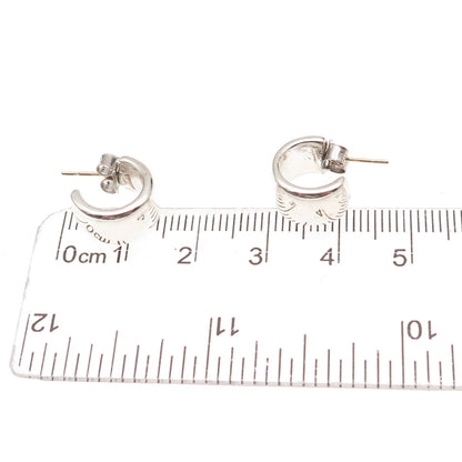 925 Sterling Silver 14K Gold Posts Vintage Hoop Earrings