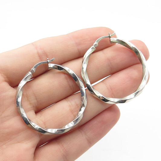 HANIN 925 Sterling Silver Twisted Hinged Hoop Earrings