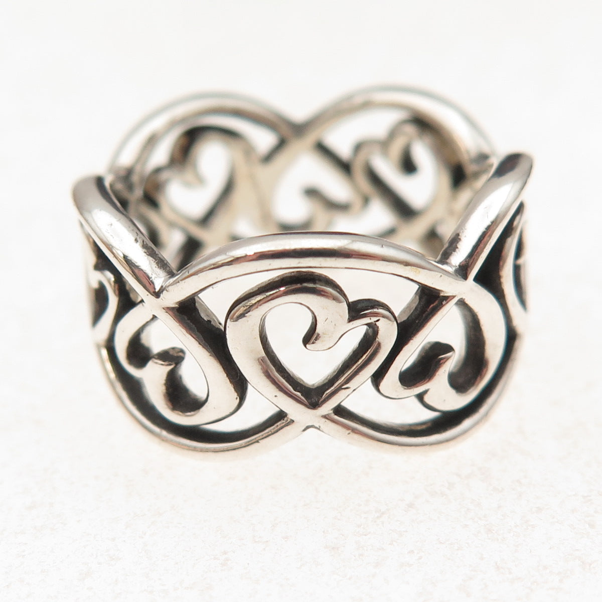 Tiffany & Co. Paloma Picasso Sterling Silver Vintage Loving Heart Ring Size 7.25