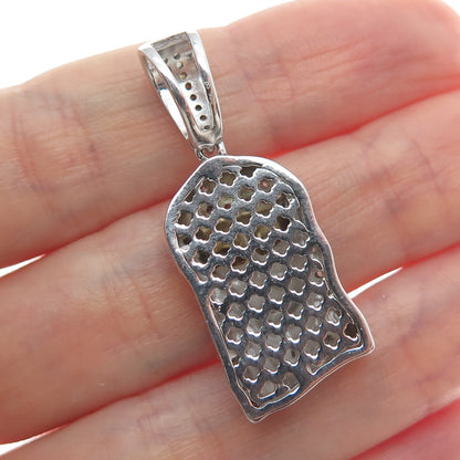 925 Sterling Silver Round-Cut Shaped C Z Jesus Religious Sparkle Pendant