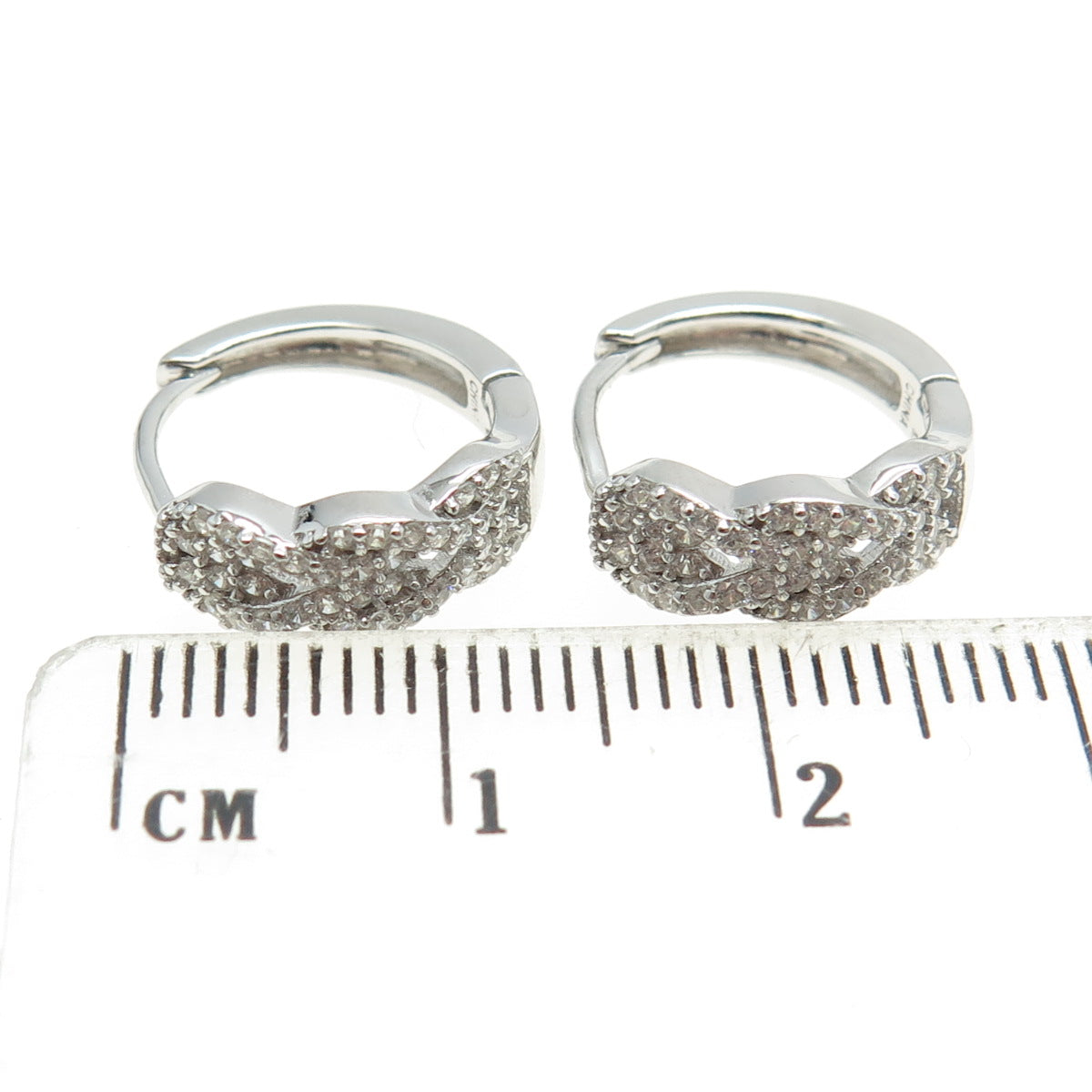 925 Sterling Silver Round-Cut C Z Infinity Hoop Earrings