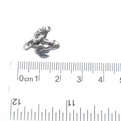 925 Sterling Silver Antique Art Deco Circus Elephant Minimalist 3D Charm Pendant