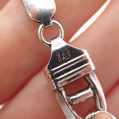 925 Sterling Silver Vintage Italy Anchor Mariner Link Bracelet 8.75"