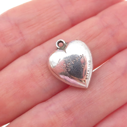 925 Sterling Silver Antique Art Deco Engraved Chatelaine Heart Charm Pendant
