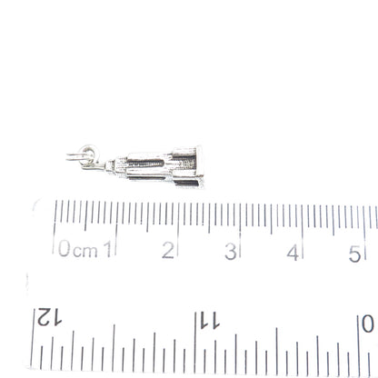 925 Sterling Silver Vintage Empire State Building Minimalist 3D Charm Pendant
