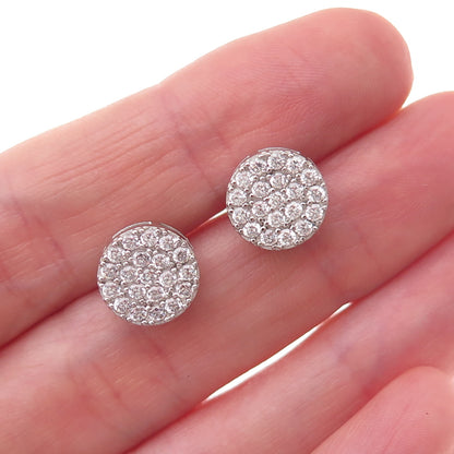 925 Sterling Silver Round-Cut C Z Stud Earrings