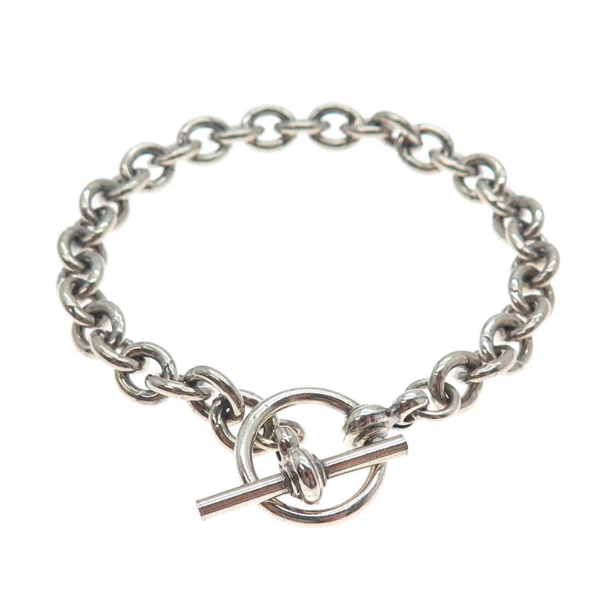 925 Sterling Silver Vintage Italy Oxidized Cable Link Bracelet 6.75"