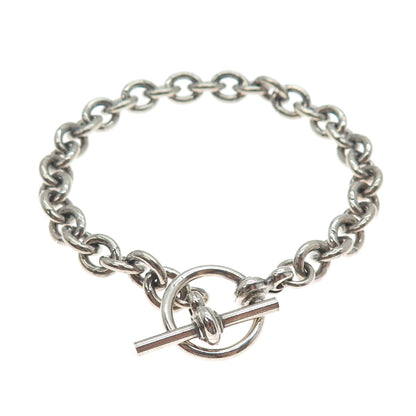 925 Sterling Silver Vintage Italy Oxidized Cable Link Bracelet 6.75"