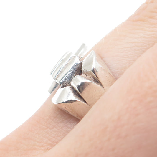 925 Sterling Silver Vintage Modernist Ring Size 7