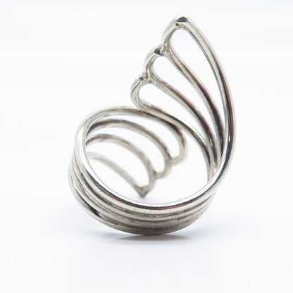 925 Sterling Silver Vintage Modernist Statement Ring Size 13.75