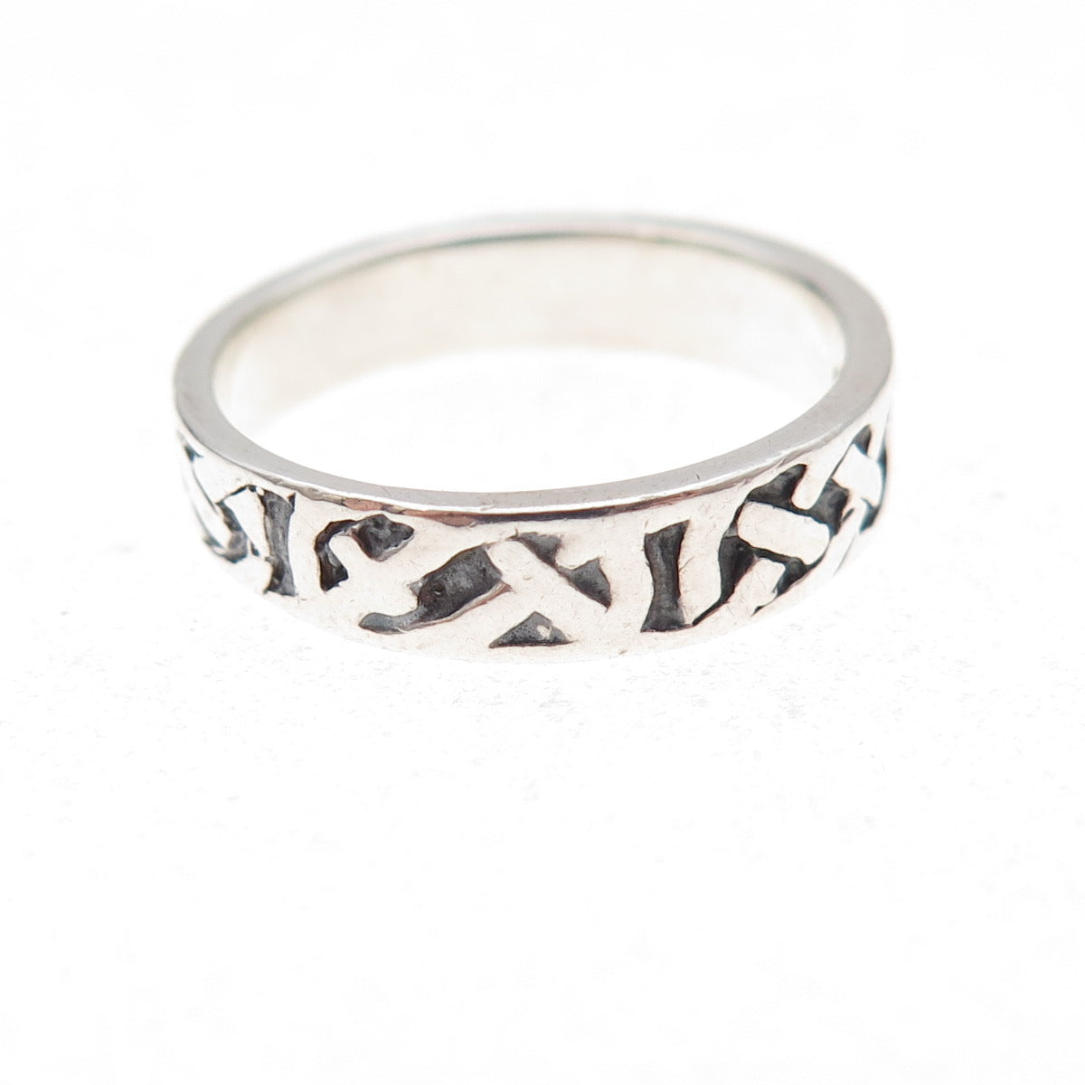 Chapal Zenray 925 Sterling Silver Vintage Celtic Knot Oxidized Band Ring Size 5