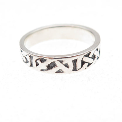 Chapal Zenray 925 Sterling Silver Vintage Celtic Knot Oxidized Band Ring Size 5