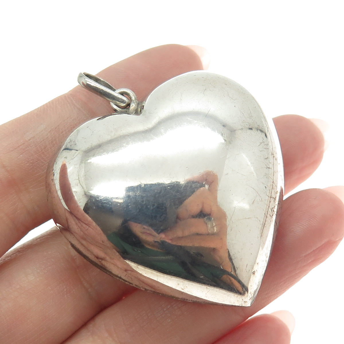 925 Sterling Silver Vintage Hollow Heart Pendant