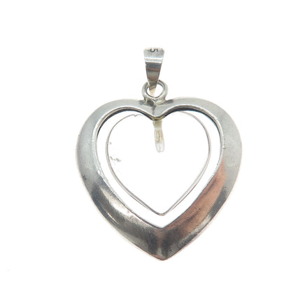 925 Sterling Silver Vintage Glass Heart Charm Pendant