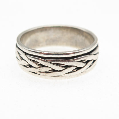 925 Sterling Silver Vintage Celtic Braided Rotating Band Ring Size 10.75