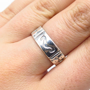 925 Sterling Silver Vintage Tribal Band Ring Size 8.25