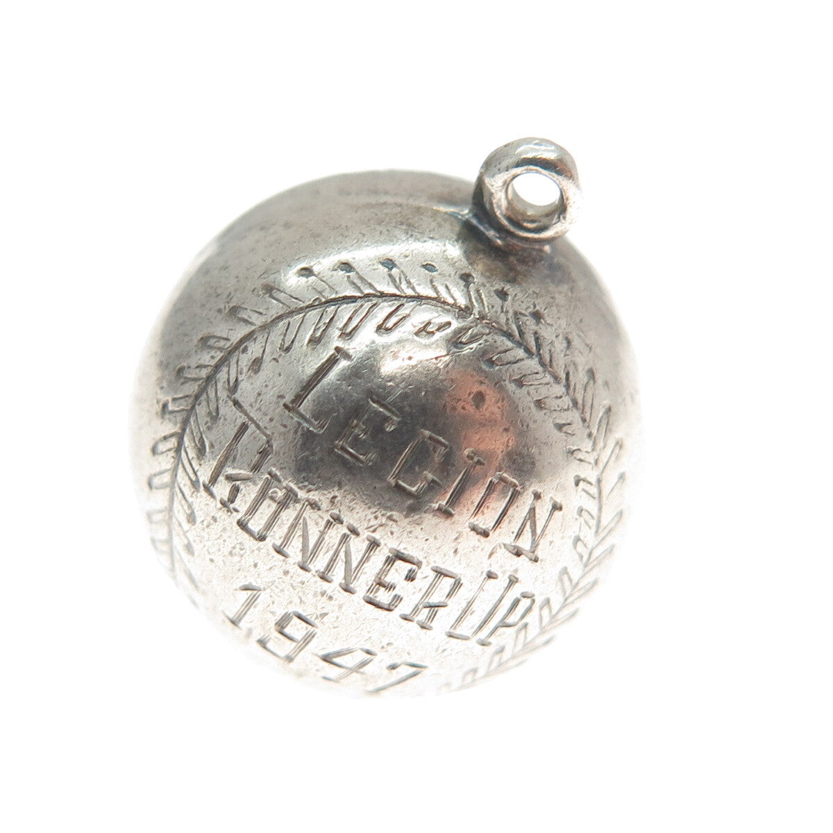 925 Sterling Silver Antique "Legion Runner Up 1947" Baseball Minimalist Pendant