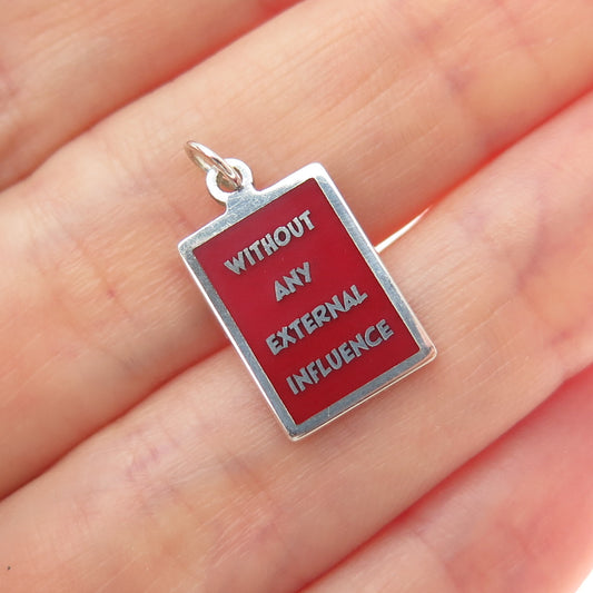 925 Sterling Red Enamel Without Any External Influence Minimalist Charm Pendant