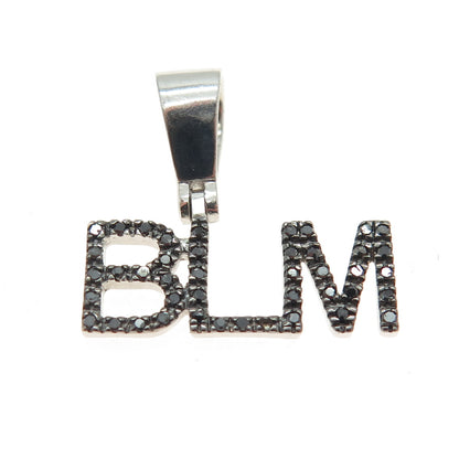 925 Sterling Silver Real Round-Cut Diamond "Black Lives Matter" Pendant