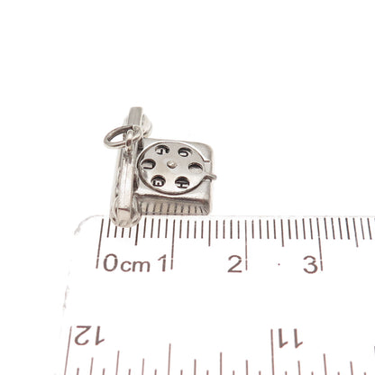 Wells 925 Sterling Silver Vintage Hello Retro Rotary Phone 3D Mini Charm Pendant