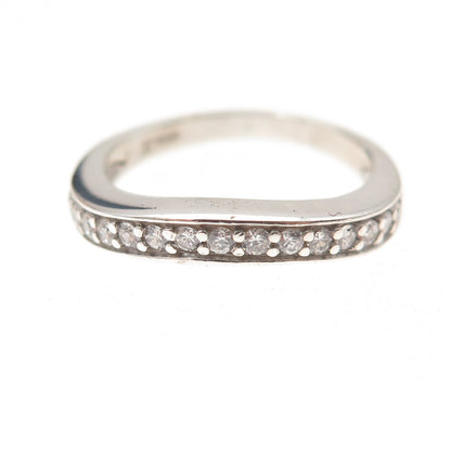 Jewelry Concepts 925 Sterling Silver Round-Cut C Z Wavy Band Ring Size 5