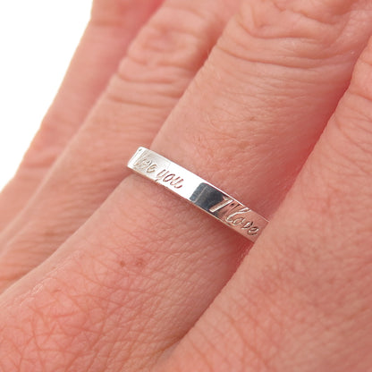 Tiffany & Co. 925 Sterling Silver Vintage I Love You Band Ring Size 8