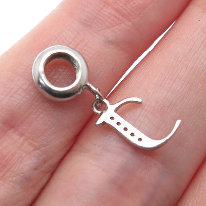 925 Sterling Silver Round-Cut C Z Letter J Initial Dangle Charm Pendant