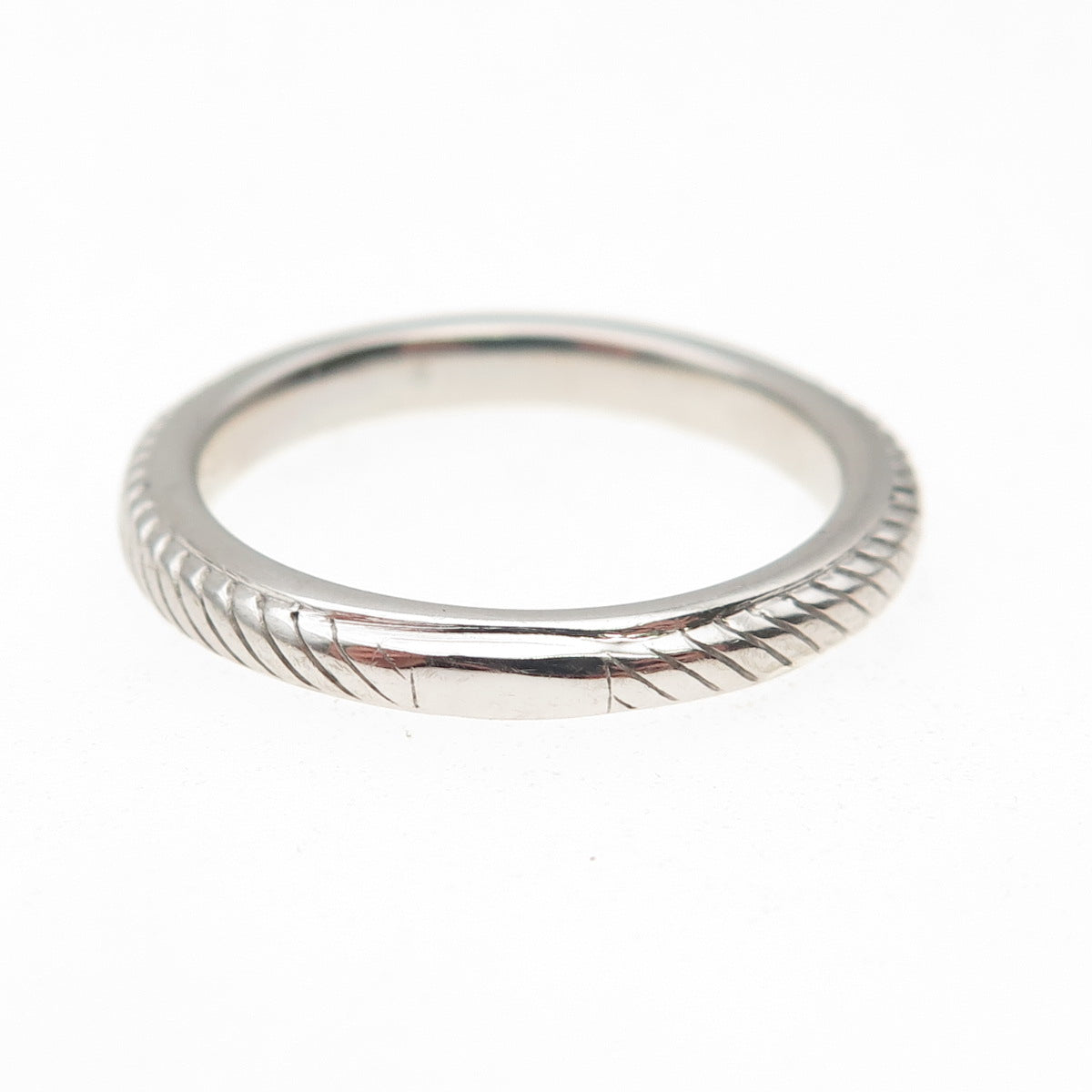 JUDITH RIPKA 925 Sterling Silver Vintage Ribbed Band Ring Size 9