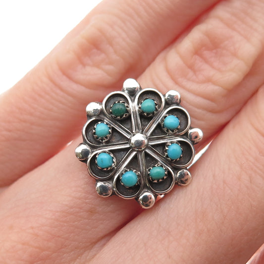 Rosalita D. Malie Navajo Old Pawn 925 Sterling Vintage Turquoise Ring Size 5.5