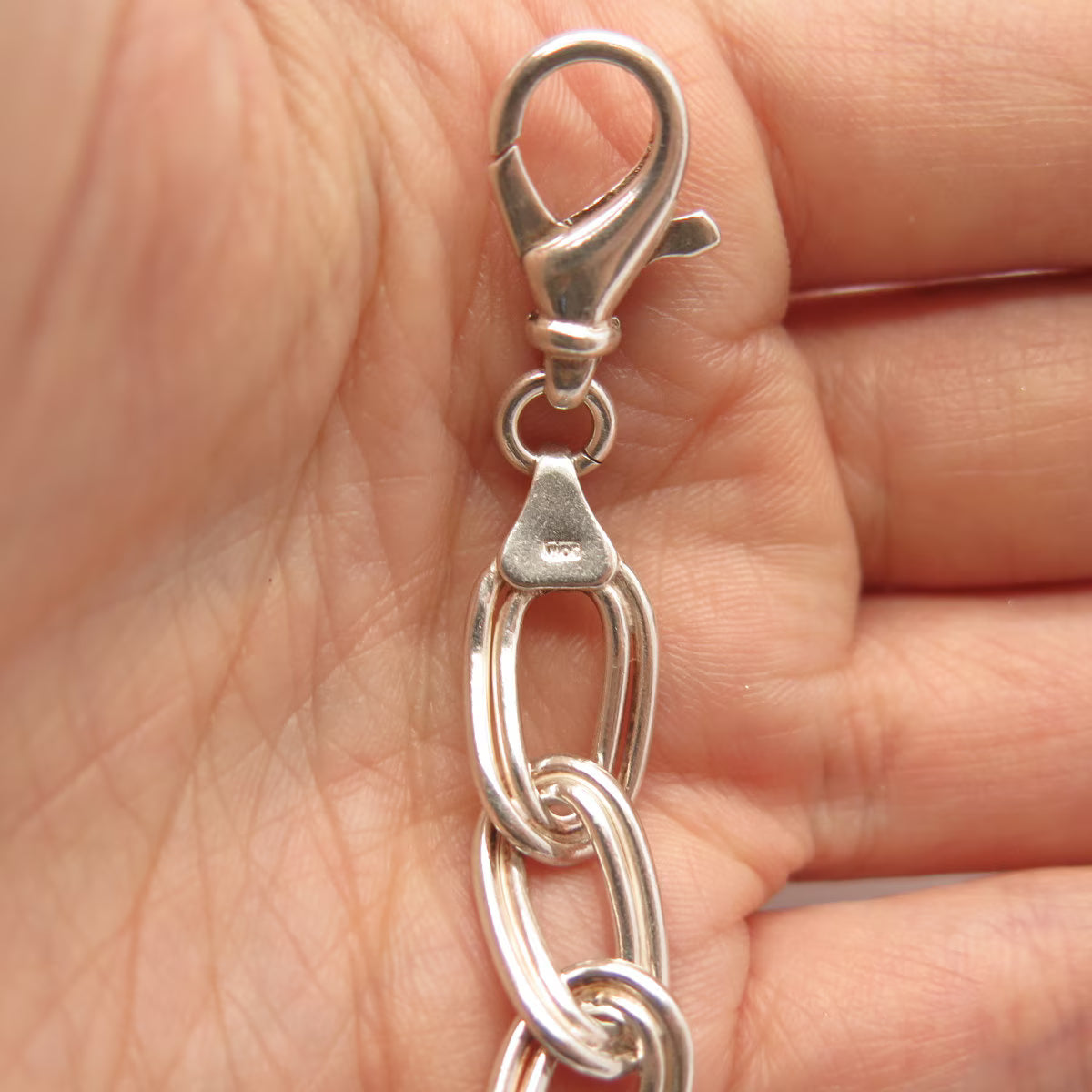 925 Sterling Silver Vintage Double Oval Link Bracelet 6.75"