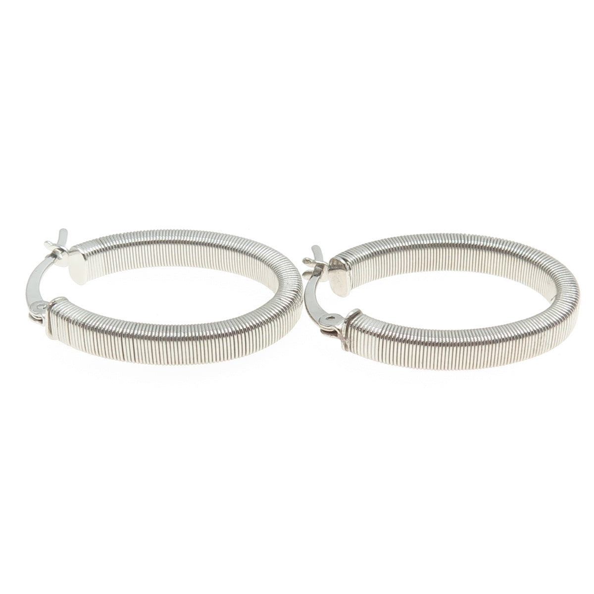 925 Sterling Silver Omega Link Oval Hoop Earrings