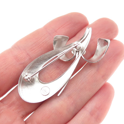 CURTIS CURTMAN 925 Sterling Silver Vintage Modernist Floral Pin Brooch