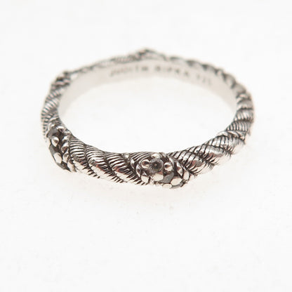Judith Ripka 925 Sterling Silver Round-Cut C Z Twisted Rope Band Ring Size 7