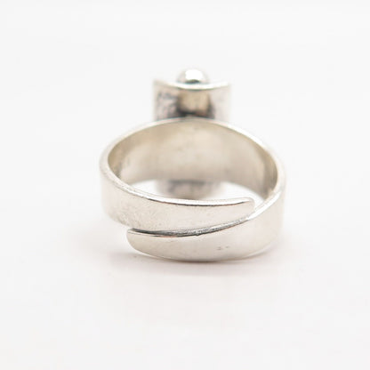 925 Sterling Silver Vintage Cellini Beaded Bar Adjustable Ring Size 6.25