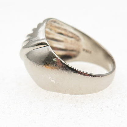 925 Sterling Silver Vintage Modernist Wing Oxidized Ring Size 9