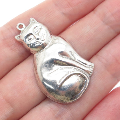 CHAPAL ZENRAY 925 Sterling Silver Vintage Cat Modernist Pendant