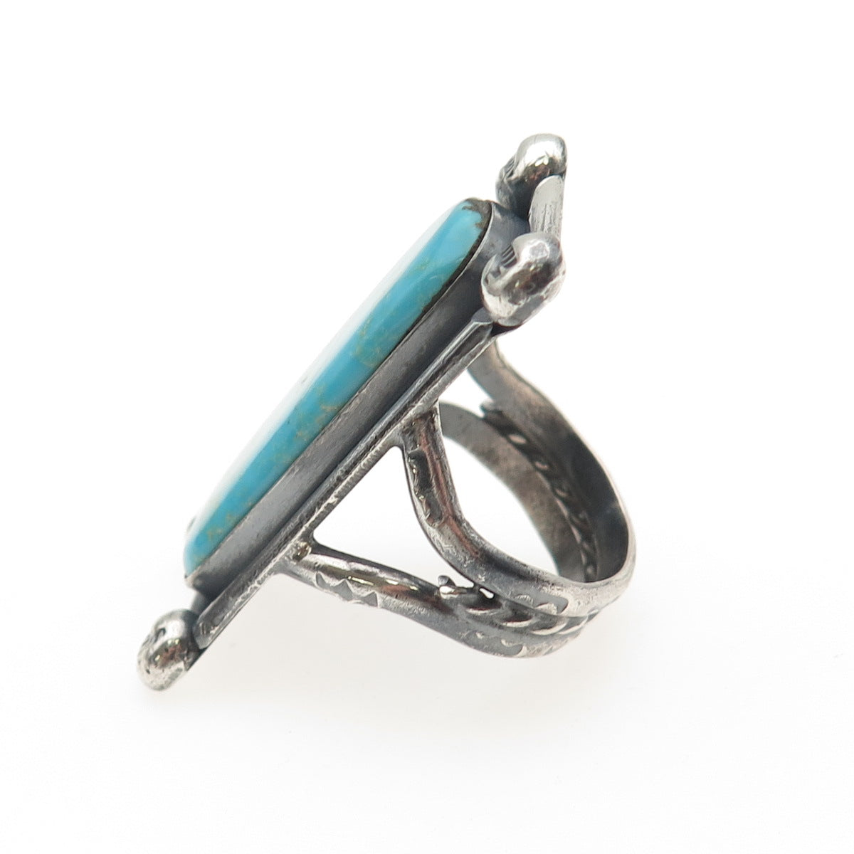 Bobby Cleveland Navajo Old Pawn Sterling Silver Vintage Turquoise Ring Size 8