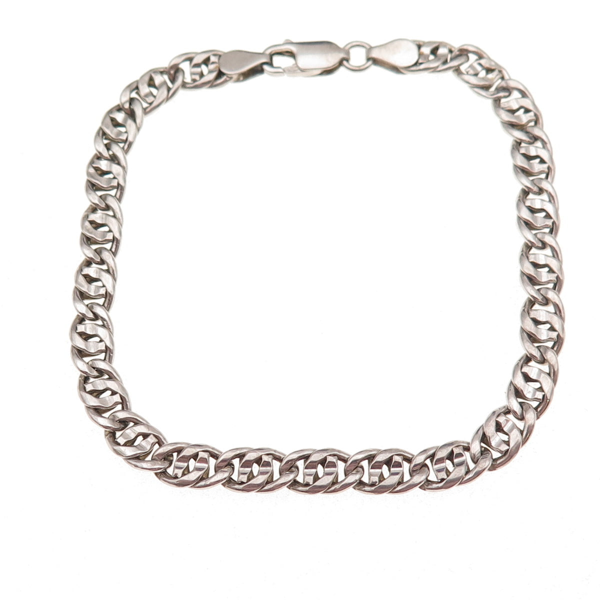 925 Sterling Silver Vintage Italy Double Cuban Link Bracelet 7.5"