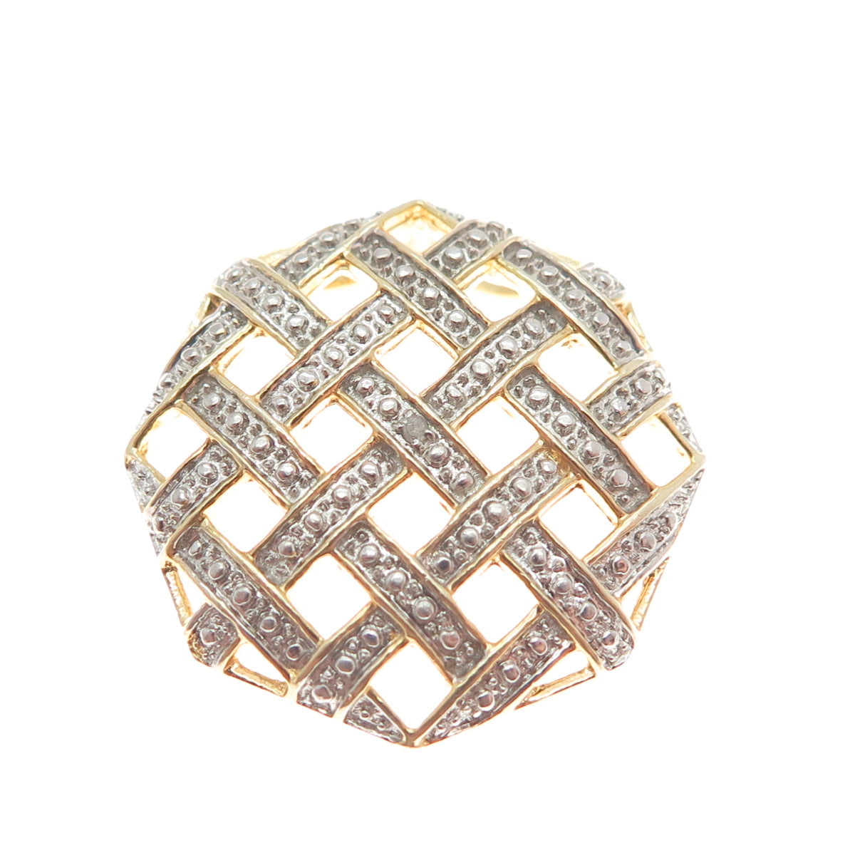 925 Sterling Silver 2-Tone Real Diamond Accent Cage Slide Pendant