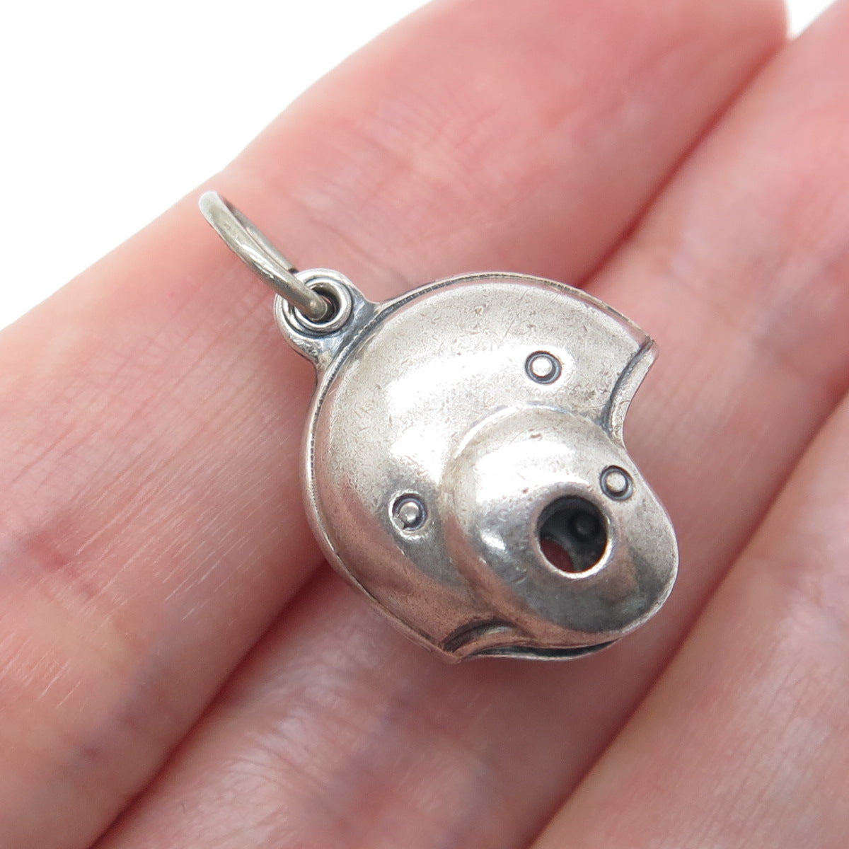 925 Sterling Silver Vintage Baseball Helmet Minimalist 3D Charm Pendant