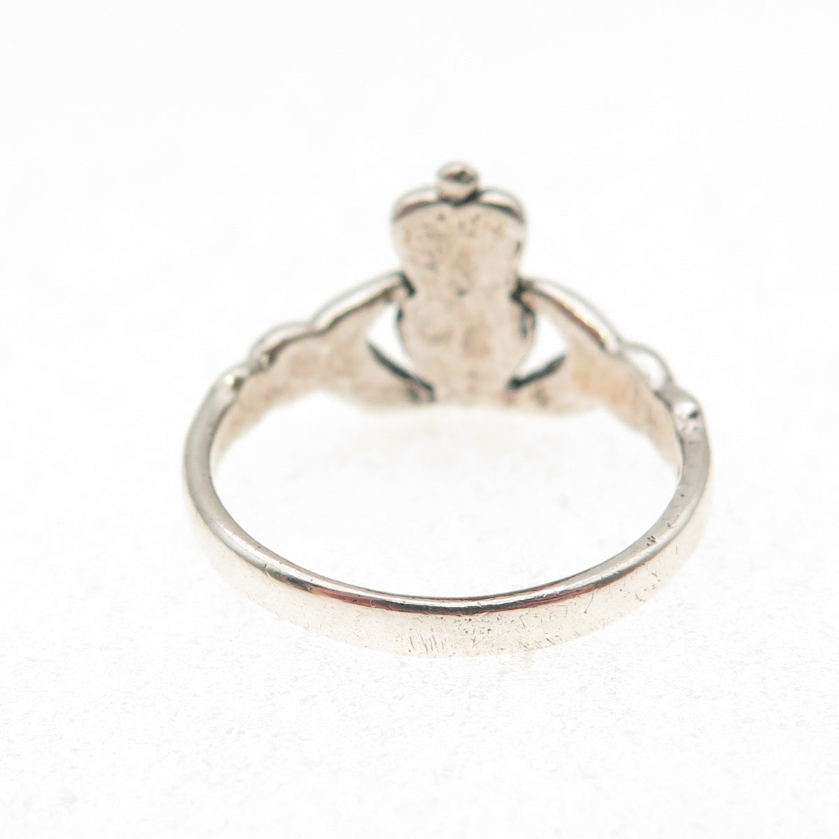 925 Sterling Silver Vintage Irish Claddagh Oxidized Ring Size 6.75