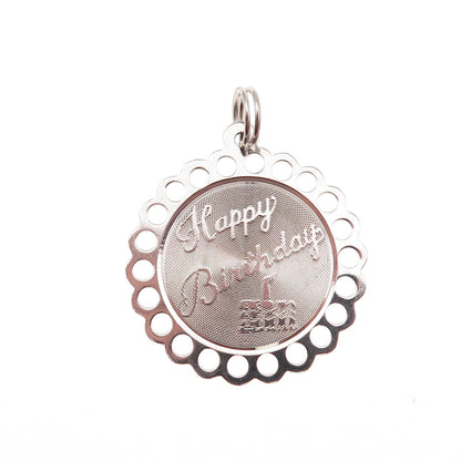 Town & Country 925 Sterling Silver Vintage Happy Birthday Charm Pendant