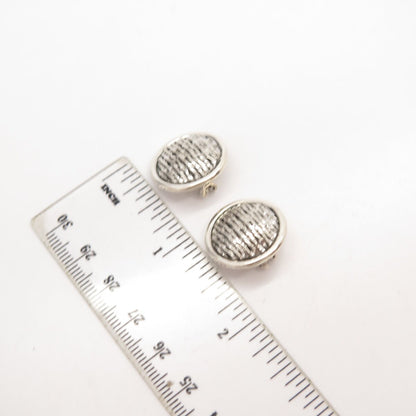 925 Sterling Silver Vintage DW Striped Twisted Round Clip On Earrings