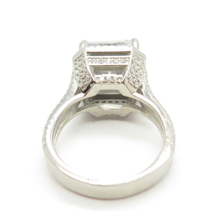 925 Sterling Silver Princess-Cut Shaped C Z Ring Size 5.75