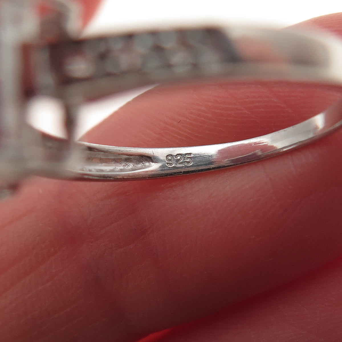 925 Sterling Silver Real Amethyst & White Topaz Ring Size 7