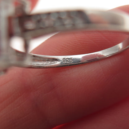 925 Sterling Silver Real Amethyst & White Topaz Ring Size 7