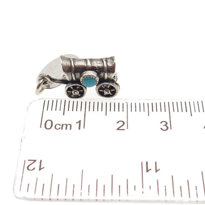 Maisels Indian Post 925 Sterling Vintage Turquoise Wagon 3D Mini Charm Pendant