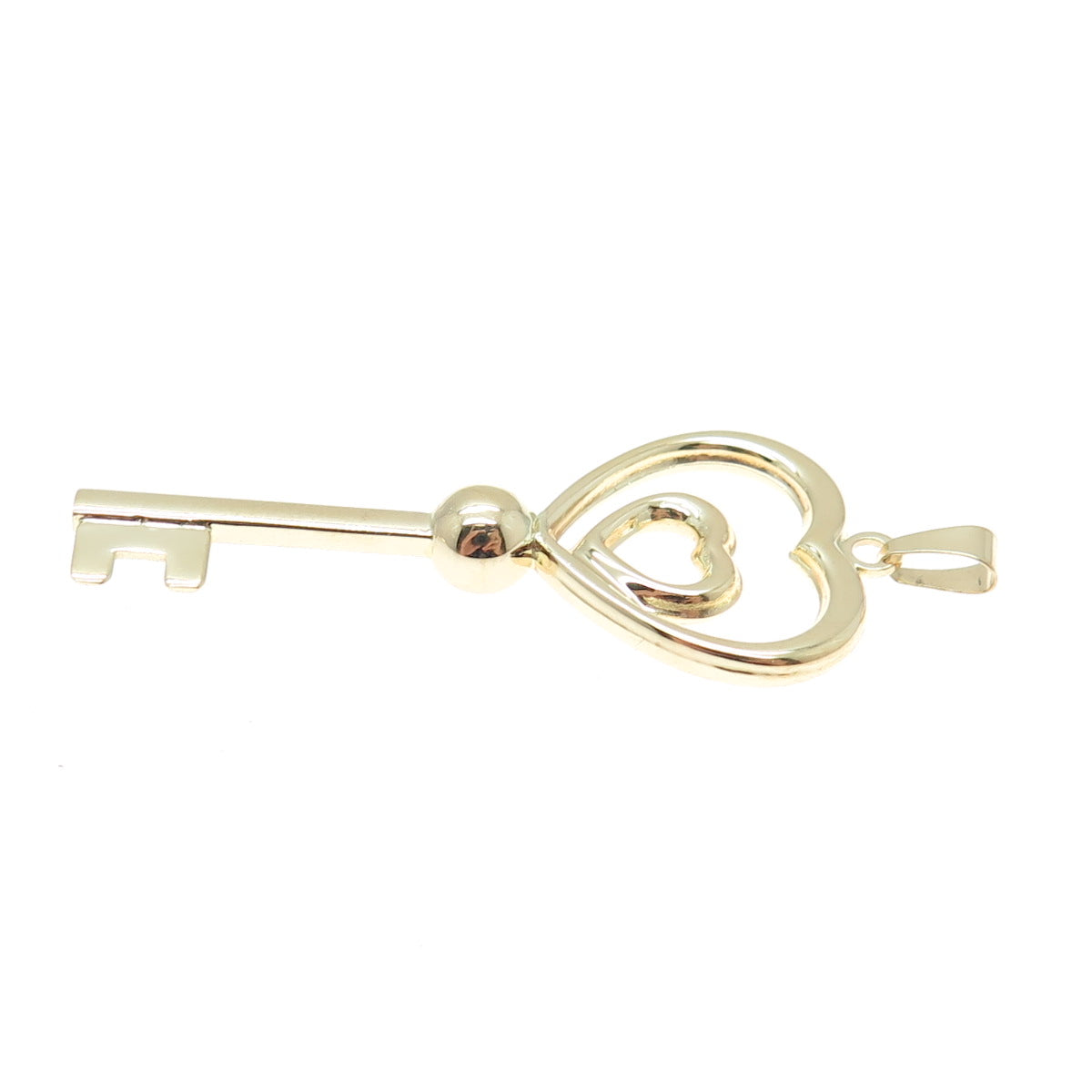 14K Yellow Gold Heart Key Charm Pendant