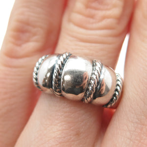 KABANA 925 Sterling Silver Vintage Modernist Ribbed Dome Ring Size 6