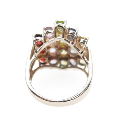 925 Sterling Silver Vintage Citrine Iolite Peridot Amethyst & Garnet Ring Size 7